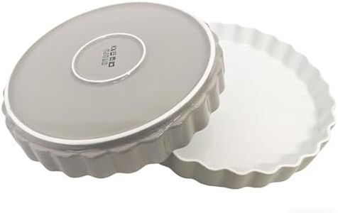 WINRIOO Quiche Baking Dish,Ceramic Pie Pan 11 Inch Reusable,Pizza Pan,Non-Stick Round Tart Pan with Ruffled Edge Microwave Dishwasher and Oven Safe (GREY)