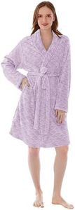 PAVILIA Purple Womens Robes Lightweight Plus Size, Knee Length Plush Fluffy Shower Bathrobe for College Dorm Ladies, Soft Fuzzy Cozy with Pockets, 2XL/3XL