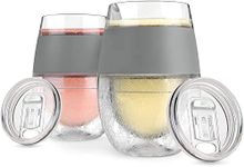 HOST Wine Freeze Cooling Cups, Insulated Wine Tumblers with Lids and Freezing Gel, Freezable Cups, Summer Gifts for Women, 8.5oz Set of 2, Gray