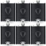 Groomsman Gifts Set of 6 Flask for Men 8 oz Groomsman Proposal Gifts Stainless Steel Tuxedo Hip Flask Bachelor Party Favors Black Best Man Groomsmen Flask for Best Man and Groomsman Proposal Wedding