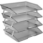 Acrimet Facility 4 Tier Letter Tray / A4 Side Load, Desktop File Organizer, Plastic (Smoke Color)