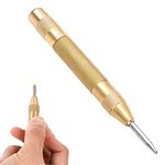 Automatic Center Punch, Steel Spring Loaded Center Hole Punch Hand Tool with Adjustable Tension, Punch Tool Heavy Duty Centre Punch for Metal, Glass and Wood,automatic centre punch(Brass Body)