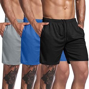 COOFANDY Men's 3 Pack Gym Workout Shorts Lightweight Athletic Shorts Mesh Fitted Training Bodybuilding Jogger with Pocket