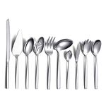 Silverware Serving Set 10 Pieces, Berglander Stainless Steel Flatware Serving Set, Serving Spoon, Silver Serving Utensil, Anti Rust(10 Pieces)