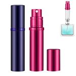 Refillable Perfume Atomizer Travel Bottle - Qavhun 2-Pack 5ml Leakproof Luxury Travel Perfume Refillable Bottle, Portable Fragrance Atomiser (Purple & Rose Red)