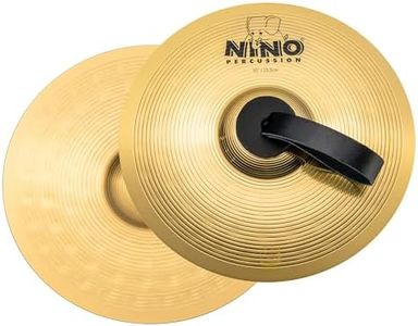 Nino Percussion Brass Cymbals with Straps, Handheld 10" Pair — for Classroom Music, (NINO-BR25)