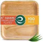 ECO SOUL 100 Count Square Palm Leaf Plates of 6 Inch - Disposable, Eco-Friendly, Biodegradable Bamboo Plates - Perfect for Parties, Catering, Weddings & Large Events