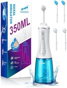 GOLDANT 350ML Neti Pot Sinus Rinse Kit with 40 Nasal Rinse Salt Packets, Nasal Irrigation System with 5 Modes, 4 Nozzles, Cordless Rechargeable, IPX7 Waterproof, Nose Cleaner (350ML No Salt)