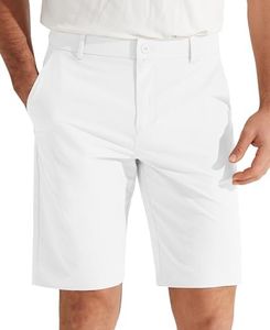 Libin Men's Golf Shorts 9" Casual Flat Front Hybrid Shorts Work Dress Chino Shorts Lightweight Quick Dry Water Resistant with Pockets, White, Size 34