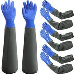 4 Pairs Chemical Resistant Gloves 27" Long Rubber Gloves Heavy Duty Waterproof Gloves Aquarium Gloves for Chemical(Stylish)