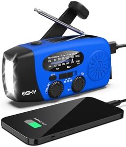 Esky Emergency Hand Crank Radio with 3 LED Flashlight, AM/FM/NOAA Portable Weather Radio with 2000mAh Power Bank Phone Charger, Solar Powered USB Rechargeable Radio for Indoor Outdoor Camping, Blue