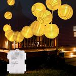 Lantern String Lights Fairy Lights Battery Operated 6.2m 30 LED String Lights, Waterproof Indoor Outdoor Hanging Lights Decorative Lights for Home, Party, Patio, Garden, Wedding, Lawn, Yard, Fence