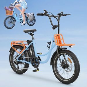 Hidoes Electric Bike Adults, 20 inch City Electric Bicycle with Removable Battery, 35-50KM Range & 16MPH, 3 Working Modes, Dual Shock Absorber and 7-Speed Gearing (C6 Bike)