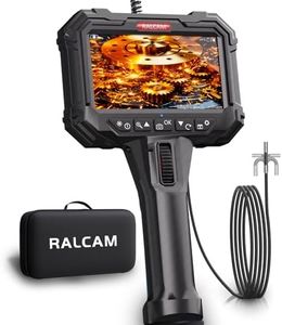 Ralcam Endoskopkamera mit Licht, Endoscope Camera mit 210° beweglichem Kopf, 5" HD Bildschirm, IP67 Inspektionskamera, Rohrkamera für Auto & Haus (5.5mm Sonde/1,5M Elastischer Schlangenrohr)