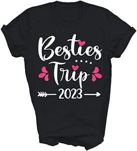 Besties Trip 2023 Best Friends Vacation Travel Sisters Girls Trip Unisex Shirt Gift Women Men T-Shirt (Black;2XL)