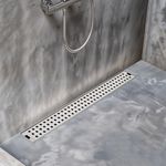 LIPKA Palo Shower Drain Channel | 12 x 2 Inches | 304 Stainless Steel Shower Water Drain Channel | Linear Floor Drains with Side Hole & Jali Silver