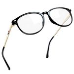 Blue Light Glasses for Women Men Computer Glasses Blue Light Blocking Glasses Anti Glare Reduce Eyestrain Eyeglasses Big Round TR90 Frame Clear Lens (Black Frame Eyewear)