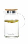 SignoraWare 1.2 Litres Precision Borosilicate Glass Jug with Bamboo lid | Big Water Pitcher with Strong Handle for Water Juice Ice-Tea Milk (1200ml, Set of 1, Transparent | BPA Free)