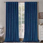 BGment Blue Velvet Curtains 90 Inches for Living Room, Thermal Insulated Blackout Curtains Room Darkening Drapes with Back Tab and Rod Pocket for Bedroom, Set of 2 Panels, 52 x 90 Inch