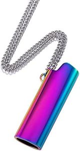 ICEDIAMOND Dazzling Lighter Case Cover Pendant with Hip Hop Chain Necklace, High Polish Metal Holder Pouches for BIC Lighter Type J3 (Mixed)