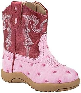 Roper Bumps Square Toe Ostrich Boot (Infant/Toddler/Little Kid/Big Kid) Pink 2 M US Infant