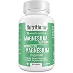 Magnesium Glycinate Supplement - 60 Capsules x 212.5 mg Elemental Magnesium, 425 mg Once Daily for Men and Women - Pure Chelated Bisglycinate for Good Health and Sleep - Made in Canada by Nutritionn