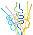 Laxmi Collection Perpetual Bliss 5 Pcs Crazy Straws Silly Colorful Drinking Fun Varied Twists for Kids, Birthday Party Return Gifts |Multicolor|-(Pack of 5)