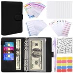 Budget Binder, A6 Budget Binder with Cash Envelopes & Expense Budget Sheets, Money Organizer with Cash Envelopes for Budgeting and Saving Money (Black)