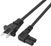 VSEER Universal 2 Prong Power Cord 1 Feet - NEMA 1-15P to IEC320 C7 Figure 8 Shotgun Connector AC Power Supply Cable Wire Socket Plug Jack Right Angle Replacement Black (1FT)