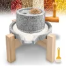 Natural Stone Grain Mill, Manual Granite stone grinder with Wooden Base & Heavy-Duty Handle, Stone Mill for Flour for Grain & Spice Grinding, stone flour mill grinder for Home Kitchen