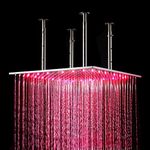 Fontana 20 Inch Luxury Large Square LED Rain Bathroom Showerheads Brushed Stainless Steel by Fontana Showers