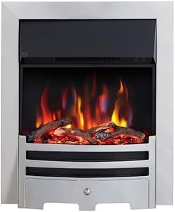 FLAMEKO Verona 16’’ Fireplace Insert, 2000W Heater, Chrome Trim, Bauhaus Fret, 9 Colour Flame Effect, Remote Control