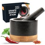 Moritz & Moritz Mortar and Pestle Granite Set - 14cm diameter - Granite - Noble wooden base