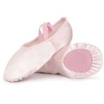 Soudittur Satin Ballet Slippers Girls Ballet Shoes Pink Split Sole Dance Flats Gymnastic Shoes for Children Kids/Women and Ladies (Size 9 UK Child, Manufacture's Size 27)