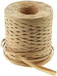 Raffia Paper Craft Ribbon, Light Brown Raffia Ribbon,Light Brown Raffia Paper Twine Wrapping Twine Ribbons, Kraft Raffia Ribbon, Brown Paper String Natural Paper String Packing Ribbon for Crafting