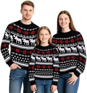 Winging Day Family Matching Christmas Elf Black Pullover Sweater Outfits for Kids Size Medium
