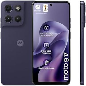 Motorola Moto g17 Smartphone (Kratzfestes 6,72"-FHD+-Display Corning Gorilla Glass 3, wasserabweisend, 50-MP-Kamera, 4/128 GB, 5100 mAh, TurboPower-Aufladen) Pantone Evening Blue, inkl. Schutzcover