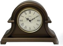 Lily's Home Non Ticking Mantel Clock - 13 x 10 inch Napoleon Desk and Shelf Clock with Quartz Movement, Ideal for Living Room, Vintage Desk, Retro Kitchen, Farmhouse Decor, Fireplace Mantle (Brown)