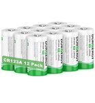 DURNERGY CR123A 3V Lithium Battery 12 Pack, 10 Years Shelf Life, 123A Batteries Lithium, 123A Lithium Batteries 3 Volt High Power, CR123A for High Intensity Flashlight, CR17345 3v Lithium Battery