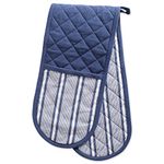 DII Cotton Stripe Quilted Double Oven Mitt, 35 x 7.5, Machine Washable and Heat Resistant Kitchen Moppine for Everyday Cooking and Baking-French Blue