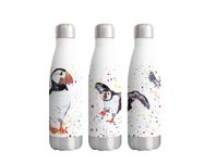 Vixar Puffin Bird Watercolour Rainbow Art Bottle Double Wall Insulated Stainless Steel Sport Drinks 500ml White Gift Ideal for School Work Office Oudoor Sports Keeps Hot and Cold Drinks