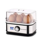 KENT Super Egg Boiler | 3 Boiling Modes | Stainless Steel Body and Heating Plate | 6 Eggs at a Time | Automatic Turn-Off | Silver