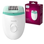 Philips Satinelle Essential Epilator, Corded, Compact Hair Removal, BRE224/00 White & Green