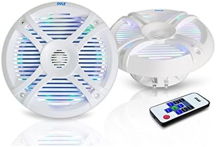 Pyle 6.5'' Waterproof Audio Marine Grade Dual Speakers with Built-in Programmable Multi-Color LED Lights, 250 Watt, White