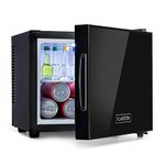 KLARSTEIN Frosty Mini Fridge Refrigerator-Cooler,Cheese Fridge, 10 litres, 65W, EEC A, Removable Glass Trey, LED Lighting Space-Saving,Temperature Range Between 10 and 18 °C, Black, Black door