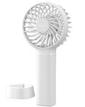 EasyAcc Mini Handheld Fan, 5.5-17H Portable Personal Pocket Fan 3 Speeds with Lanyard and Detachable Base Cooling Desk Fan for Kids Elderly Women for Travel and Home White