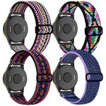 4 Pack Stretchy Watch Bands Compatible with Garmin Venu Bands/Venu Sq, 20mm Nylon Straps for Garmin Vivoactive 3,Venu 2 Plus,Vivoactive 3 Music,Forerunner 245/645 /245 Music/645 Music for Women Men.