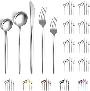 Evanda Cutlery Set 40 Piece Service for 8, Stainless Steel Silverware Set, Include Knife Fork Spoon Set, Sturdy Flatware Set Perfect for Home and Restaurant, Dishwasher Safe