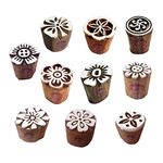 Royal Kraft Clay Printing Stamps Arty Crafty Small Floral Shape Wooden Blocks (Set of 10)