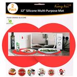 2 Pack Silicone Microwave Mat 12 Inch, Non Stick Turntable Mat for Kitchen, BPA Free Multi-Purpose Heat Resistant Oven Cover Mat